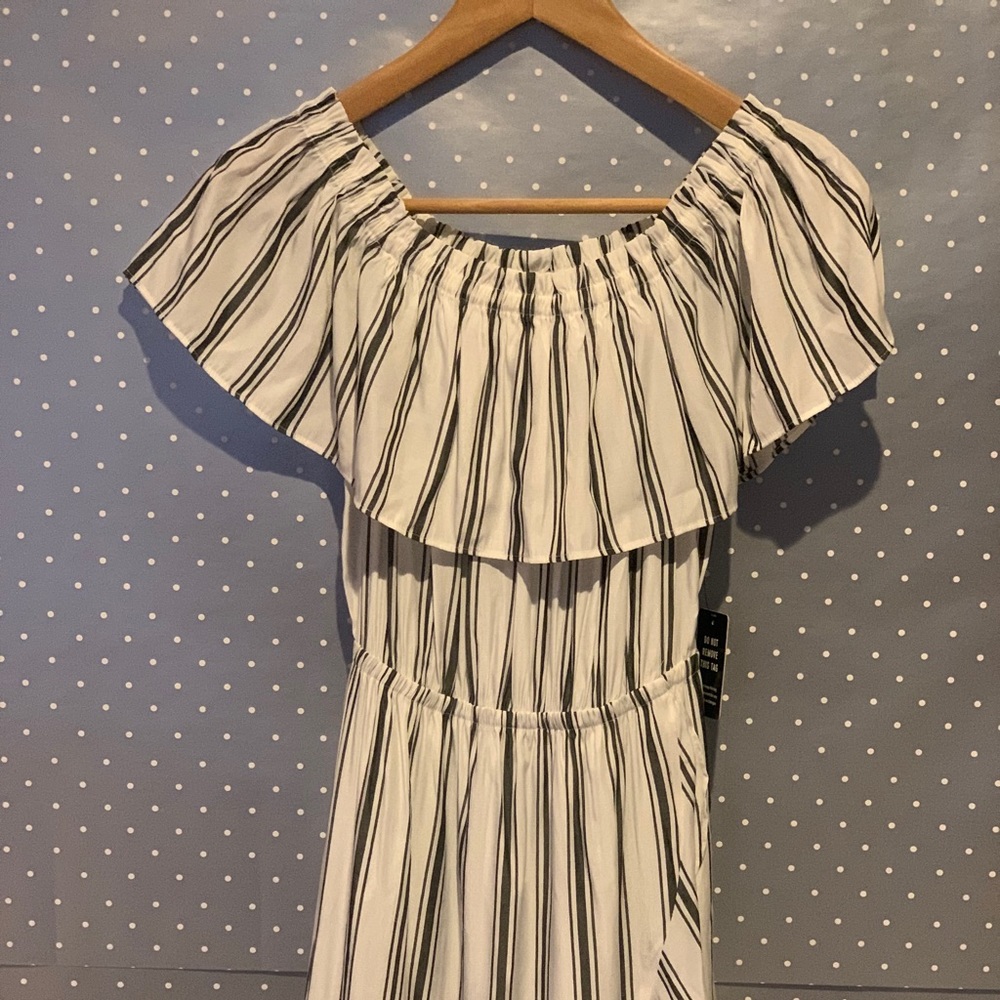 Striped Off The Shoulder Ruffle Front Maxi Dress - Picture 3 of 5
